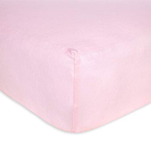 Burts Bees Baby Solid Fitted Crib Sheet Organic Cotton BEESNUG - Blossom Pink, Fits Unisex Standard Bed and Toddler Mattress, Infant Essentials, 28 x 52 x 5.5 Inch 1-Pack