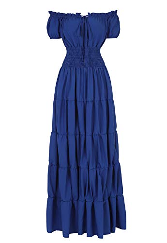 Zhitunemi Renaissance Costume for Women Medieval Chemise Dress Steampunk Peasant Tops Irish Under Dress Blue-3XL