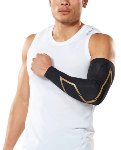 2XU MCS Elite Compression Arm Guard, Black/Gold, X-Small