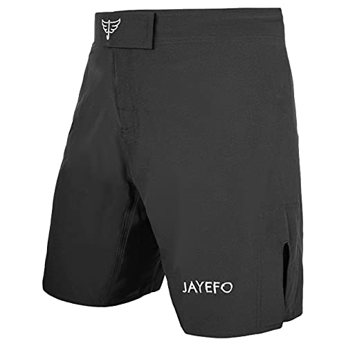 Jayefo Athletic Active Sport Shorts for Workout, Gym, Boxing, Kickboxing, BJJ, MMA, Muay Thai, Basketball and Wrestling - UPF 50+ Rating - Quick Dry Short for Sports - 34 - Black