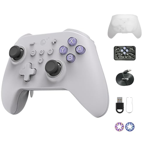 AKNES Guli Kit KK3 MAX Controller, Hall Joysticks&Triggers Controller for Switch/Android/iOS/Steam Deck, 4 Back Buttons, Maglev/Rotor/HD Vibration, Wired/Wiress with 1000Hz Polling Rate for Wins-Grey