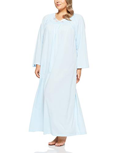 Shadowline Women's Plus Size Petals 53' Sleeve Long Gown, Blue, 2X