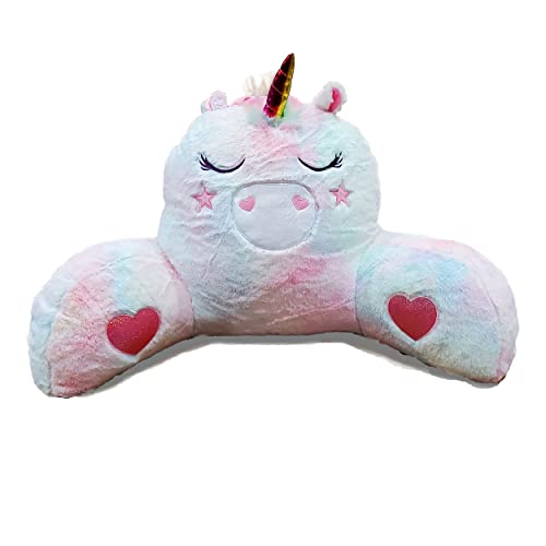Reading Pillow | Kids Plush Animal Character Backrest | Pastel Pink Unicorn
