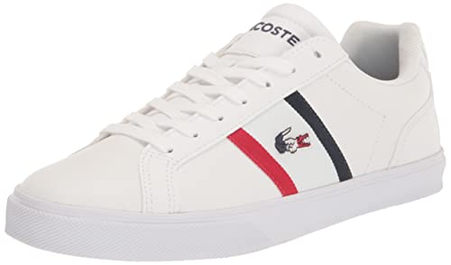 Lacoste Men's Lerond Sneaker, White/Navy/RED, 10