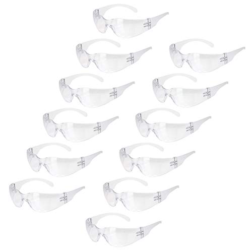 BISON LIFE Safety Glasses, One Size, Clear Protective Polycarbonate Lens, 12 per Box (1 box)