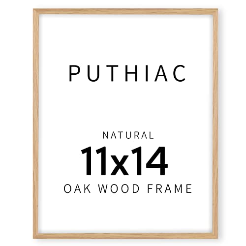 puthiac 11x14 Oak Wood Picture Frame - Minimalist 11x14 Poster Frame, 11'x14' Frame Wood, Natural Solid Wooden Picture Frames for Wall Art Photo and Prints(1 Pack, Beige)