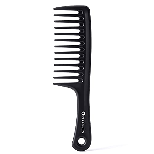 HYOUJIN Black Large Wide Tooth Comb Detangler Detangling Paddle Brush, Care Handgrip Comb-Best Styling Comb for Curly,Wet,Long Hair