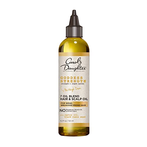Carol's Daughter Goddess Strength 7 Oil Blend Scalp and Hair Oil for Wavy, Coily and Curly Hair, Hair Treatment with Castor Oil for Weak Hair, 4.2 Fl Oz