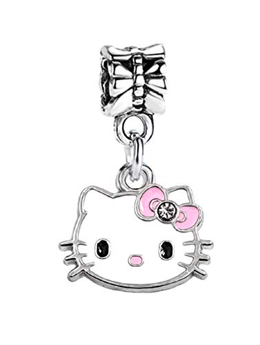 LaBenie Dangle Kitty Charm with Pink Bow