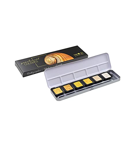 Holbein F0601 610602 Water-Soluble Solid Paint, Fine Ink, Pearl Color, Silver Gold, 6 Colors