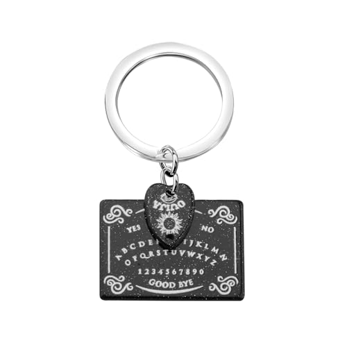 BEKECH Black Ouija Board Inspired Keychain Ouija Board Gift Ouija Gamer Jewelry Witchcraft Occult Ouija Gift (Black Ouija Board)