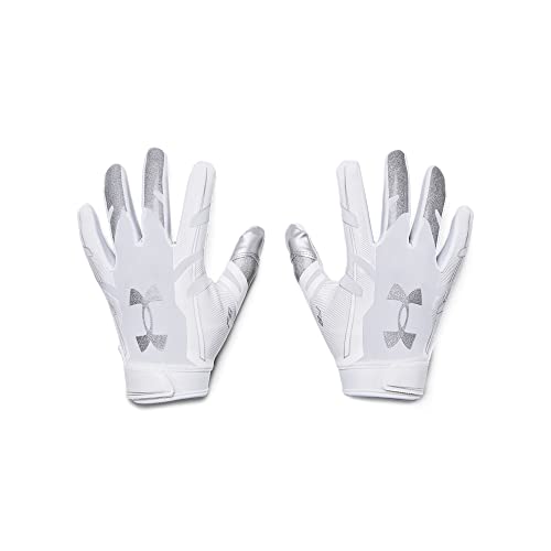Under Armour Men's F8 Football Gloves , (100) / White / Metallic Silver , Large