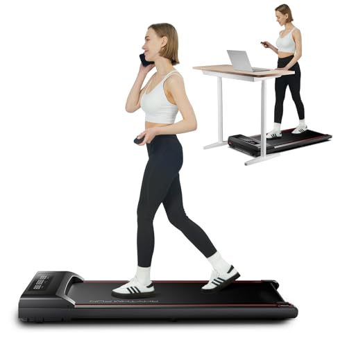 RHYTHM FUN Walking Pad Treadmill, Under Desk Treadmill for Home, 2 in 1 Walking Treadmill, 2.5HP Portable Treadmill with 300LBS Capacity, 3 Window LED Display