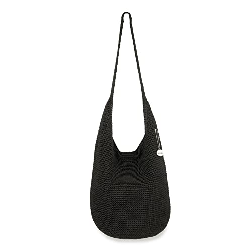 The Sak 120 Hobo Bag in Crochet, Large Purse with Single Shoulder Strap, Black