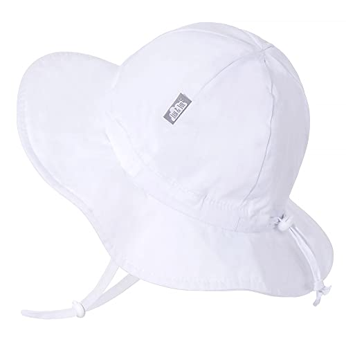 JAN & JUL Grow-with-Me Cotton Sun-Hat for Baby Toddler (M: 6-24 Months, White)