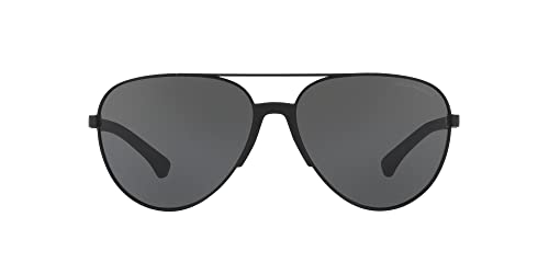 Emporio Armani Men's EA2059 Aviator Sunglasses, Matte Black/Grey, 61 mm