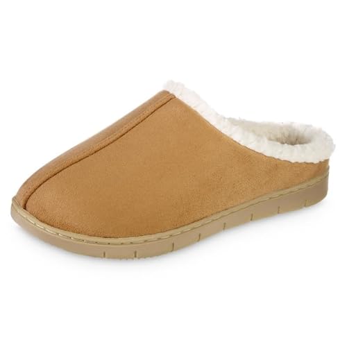 isotoner Women's Microsuede Hoodback Slipper: Non-Slip Sole, Indoor/Outdoor, Memory Foam, Machine Washable, 8-9