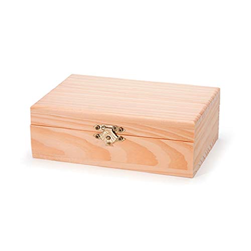 Darice Unfinished Wood Craft Box – Light Unfinished Wood with Clasp – Make Your Own Gift Box, Jewelry Box, Photo Box - Decorate with Paint, Ribbon, Decoupage and More – 6' x 4' x 2' (1 Box)