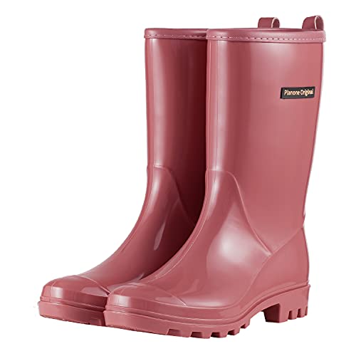 planone Mid Calf Rain Boots For Women Waterproof size 8.5 Hawthorn red Garden Shoes Anti-Slipping Rainboots for Ladies Comfortable Insoles Stylish Light rain Shoes Outdoor Work Shoes