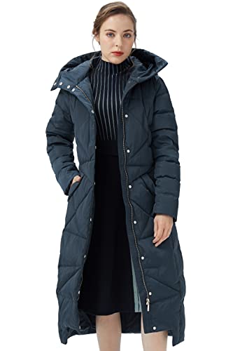 Orolay Women's Puffer Down Coat Winter Maxi Jacket with Hood Navy XL
