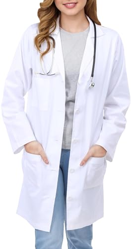 NY Threads Professional Lab Coat for Women (Pack of 1) Full Sleeve Poly Cotton Long Medical Coat, Large, White