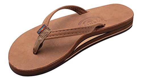 Rainbow Sandals Women's Double Layer, Narrow Strap, Leather Sandals w/Arch, Redwood, X-Large, 8.5-9.5 B(M) US