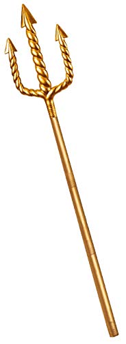 Nicky Bigs Novelties Gold Trident 5-Piece Prop - Lightweight Adjustable Plastic Hollow Trident Prop - Cosplay Pitchfork Halloween Costume Accessory, Gold, One Size