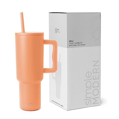 Simple Modern Mothers Day Gifts for Mom 40 oz Tumbler with Handle and Straw Lid Insulated Reusable Stainless Steel Water Bottle Travel Mug | Gift for Women Her | Trek Collection | 40oz | Apricot