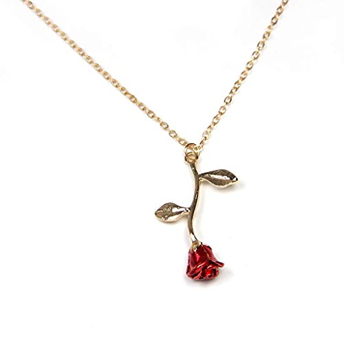 Gold Rose Pendant Necklace for Women - Aesthetic, Preppy Jewelry for Teen Girls and Women