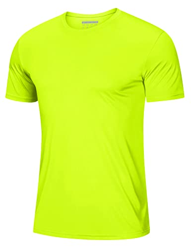 Short Sleeve Shirts for Men Sun Protection T-Shirts UPF 50+ Ultra Breathable Shirts Moisture Wicking Baselayer Casual Shirts Fluorescent Green