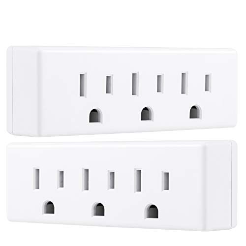 PHILIPS 3-Outlet Extender, 2 Pack, Grounded Wall Tap, 3-Prong Adapter, Multiple Plug, Power Splitter, Cruise Essentials, Use for Home Office School Dorm, UL Listed, White, SPS1630W/37