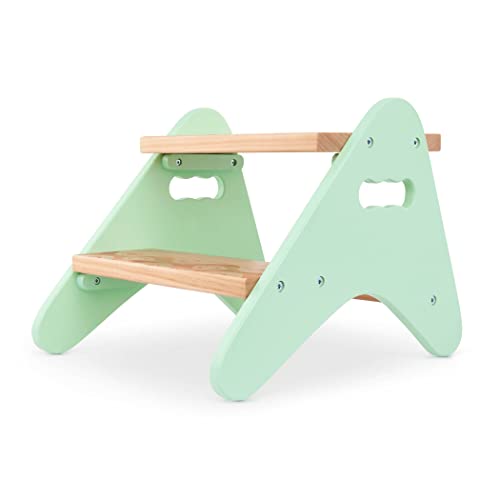 B. toys- B. spaces- B. spaces by Battat – Kids Wooden Two Step Stool – Peek-A-Boost – Mint & Wood- 2 Years +
