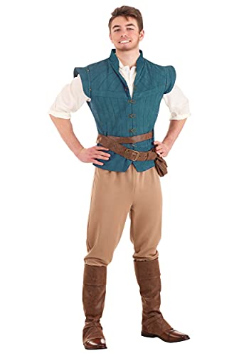 FUN Costumes Disney's Tangled Flynn Rider Costume Adult Mens, Official Blue & Tan Hero Explorer Halloween Outfit Medium