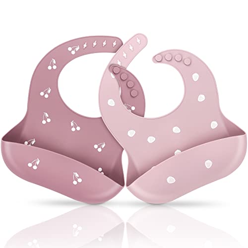 ME.FAN Silicone Baby Bibs for Babies & Toddlers | Adjustable Silicone Bibs Set of 2