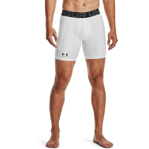 Under Armour Men's Armour HeatGear Compression Shorts , White (100)/Black , X-Large