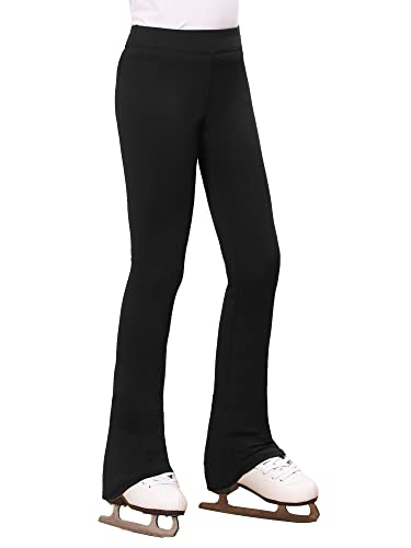 Stelle Girls Ice Skating Polar Fleece Warm Practice Training Legging Pants (Black, 10-11 Years)