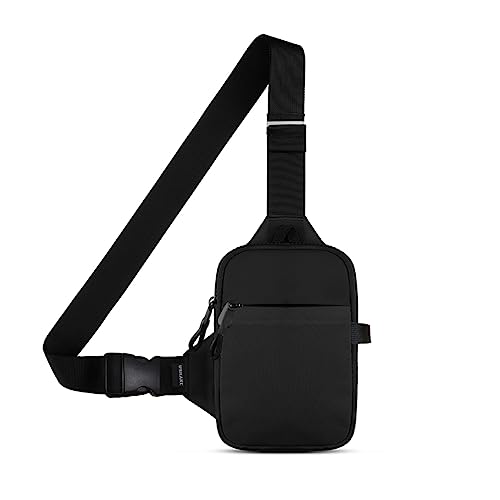 USHAKE Mini Sling Bag for Men Women - Small Crossbody Bag Casual Phone Chest Bag for Hiking Traveling Gifting Black