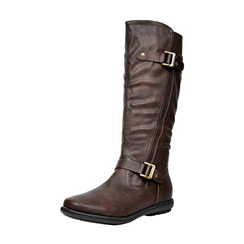 DREAM PAIRS Women's Trace Brown Faux Fur-Lined Knee High Winter Boots Size 11 M US