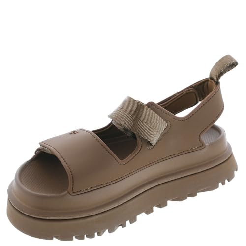 UGG Women's GOLDENGLOW Flat Sandal, Bison Brown, 7