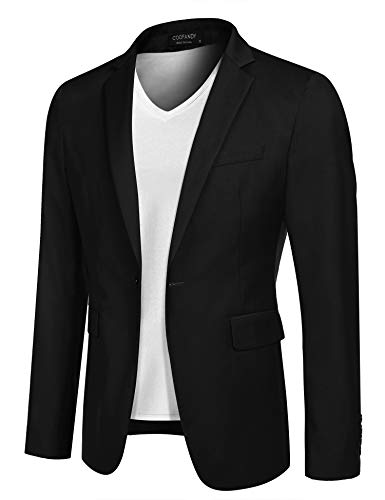 COOFANDY Mens Business Coat Regular Fit Blazer Suit Coat One Button Jacket Executive Sports Coats (Black XXL)