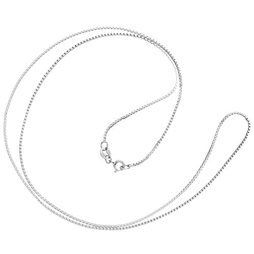 Everyday Elegance Solid 14K White Gold Box Link Chain Necklace for Women | Square Box Chain Design | Spring Ring Clasp | 1.0mm Thickness | 20 Inch Length | With Gift Box