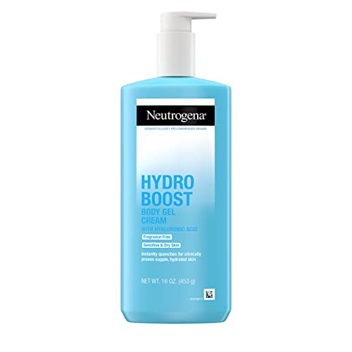 Neutrogena Hydro Boost Body Moisturizing Gel Cream with Hyaluronic Acid, Non-Greasy & Fast Absorbing, Lightweight Hydrating Body Lotion for Normal to Dry Skin, Fragrance-Free, 16 oz
