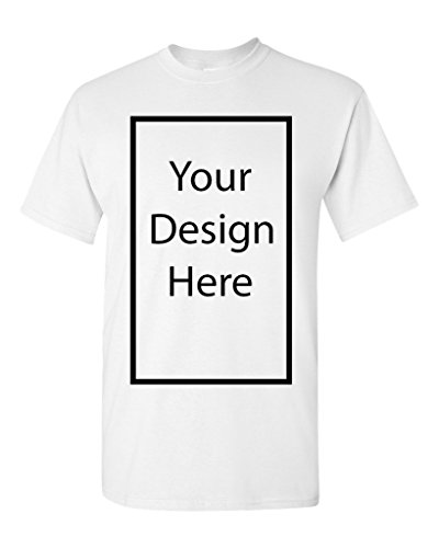 Add Your Own and Text Design Custom Personalized Adult T-Shirt Tee (Large, White)