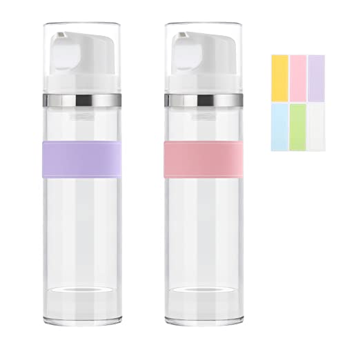 IOOROSE Airless Pump Bottle Refillable Travel Containers 150 ml/5.3 oz (Clear, 2 Pack)