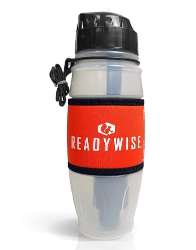 READYWISE - 28 Oz, Seychelle Water Filtration Bottle, Hiking, Backpacking and, Camping Water Bottle, BPA-Free, Prepper Gear and Supplies, Gray/Black