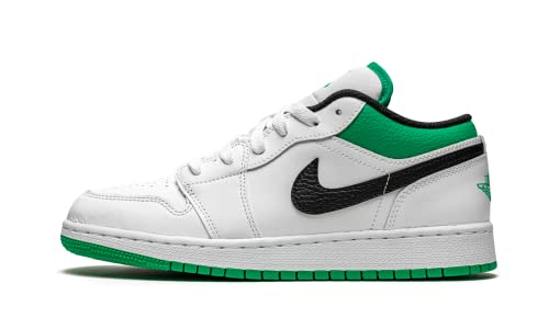 Jordan Nike Youth Air 1 Low GS White/Stadium Green, White/Stadium Green/Black, 5Y