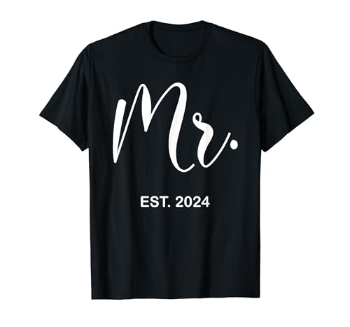 Mr. Est. 2024 Just Married Wedding Hubby Mr & Mrs Mens Men T-Shirt