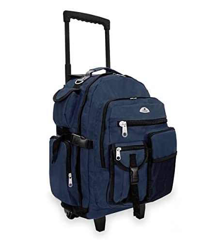 Everest Deluxe Wheeled Backpack, Navy, One Size
