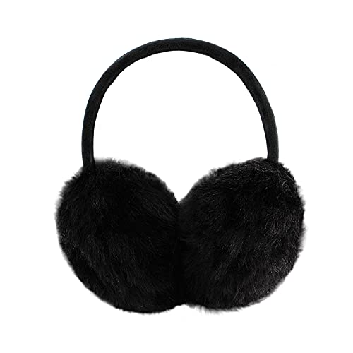 POXIMI Women Winter Earmuffs Girl Ski Adjustable Ear Covers for Kid Cute Bow Ear Warmer Outdoor Earmuff Fleece Lining (C-Black, ONE SIZE)
