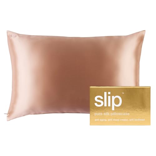 Slip Queen Silk Pillow Cases - 100% Pure 22 Momme Mulberry Silk Pillowcase for Hair and Skin - Queen Size Standard Pillow Case - Anti-Aging, Anti-BedHead, Anti-Sleep Crease, Rose Gold (20' x 30')